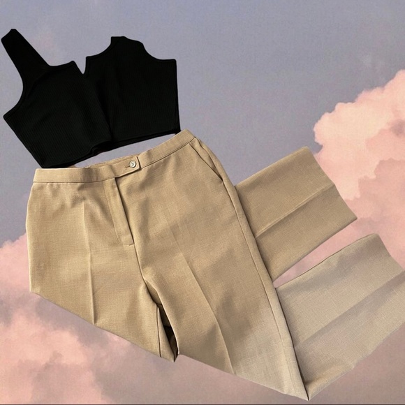 Vintage Pants - Vintage Tan High Waisted Trousers Pants